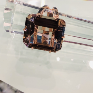 Smoky Quartz Beauty in rose gold. Stunning emerald cut. One  size 7.5  Made in Brazil.