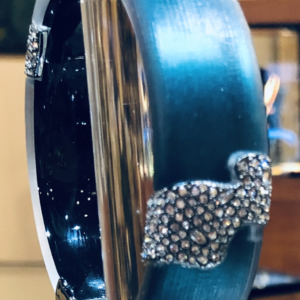 Asymmetrical blue-green encrusted, hinge bracelet. Last one!