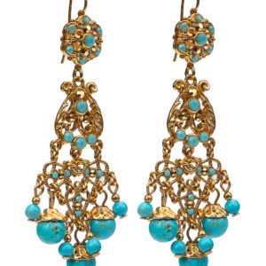 Aquamarine and 24 K gold plated earrings. French hook.