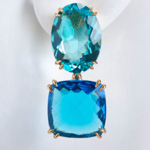 Blue topaz, two-stone earring