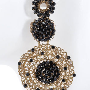 Gold lace and black onyx earrings