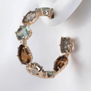 Smokey quartz, green amythist and citrine earrings