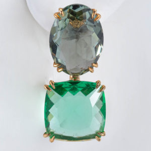 Green two-tone earrings