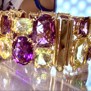 Amethyst & Citrine Double Row Statement Bracelet