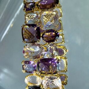 Statement Amethyst and Citrine Wide Bracelet