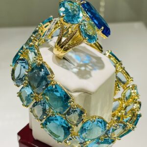 Ocean Blue Topaz Double Row Bracelet