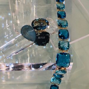Blue Topaz Faceted Cushion Link Bracelet