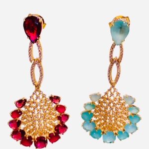 Red Tourmaline Chandelier Earrings