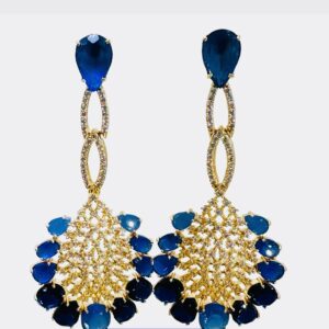 Blue Sapphire Openwork Statement Earrings