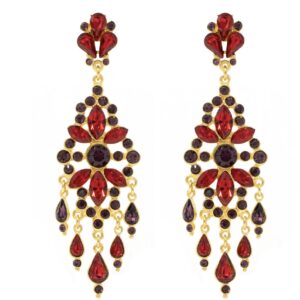 Two-toned Red Beads Imperial Chandelier Earrings