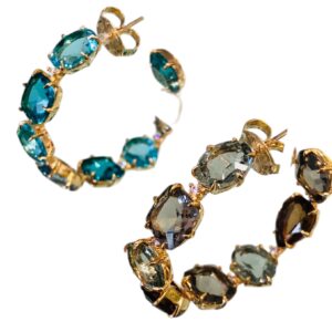 Blue Topaz Double-Row Hoop Earrings