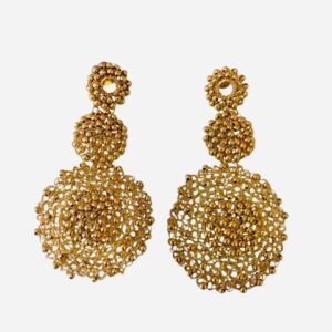 Gold Mesh Sphere Statement Drop Earrings