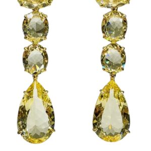 Yellow Citrine Linear Drop Earrings