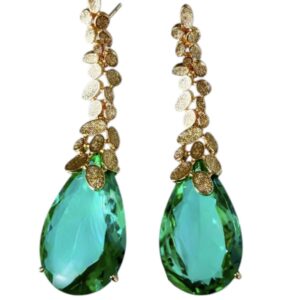 Emerald Cut-Out Textured Petals Drop Earrings