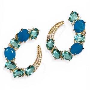 Crescent Hoop Gemstone Earrings