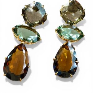 Green Amethyst & Brown Topaz Drop Earrings