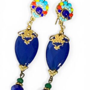 Byzantine Agate & Lapis Lazuli Drop Earrings
