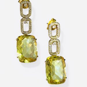 Lemon Quartz Pavé-Link Drop Earrings