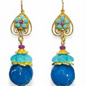 Intricate Multistone Designer Teardrop Earrings