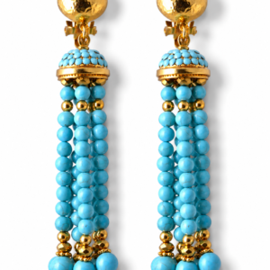 Turquoise Beaded Tassel Earrings