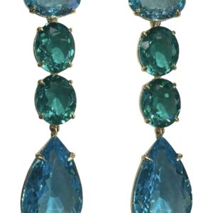 Teal & Blue Topaz Four- Stone Drop Earrings