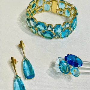 Swiss Blue Topaz Teardrop Earrigns in a Geometric Shape