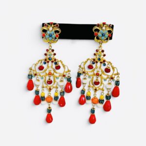 Byzantine Multi-Color Beaded Chandelier Drop Earrings