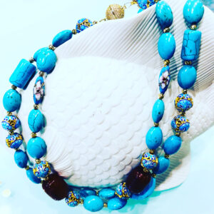 Double-Row Turquoise Cloisonné Necklace