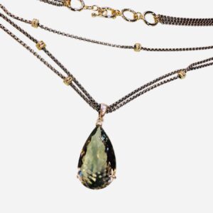 Prasiolite Large Teardrop Pendant Necklace