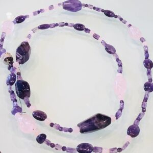 Amethyst & Rose Quartz Chunky Beads Necklace