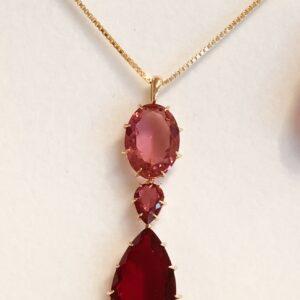 Red Tourmaline Cascade Pendant Necklace