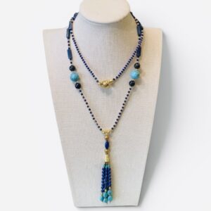 Midnight Lapis Tassel Necklace