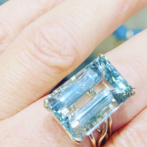 Rectangular Superior Aquamarine Ring