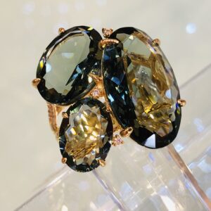Midnight Smoky Topaz Trio Ring