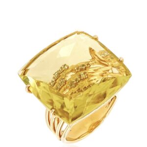 25 cts. Golden Citrine Prism Cocktail Ring