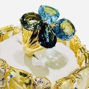 Ocean Petal Topaz Statement Ring in Shades of Blue and Green