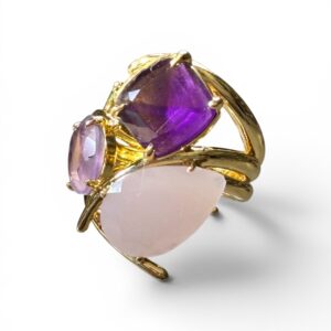 Amethyst Rose Trio Ring